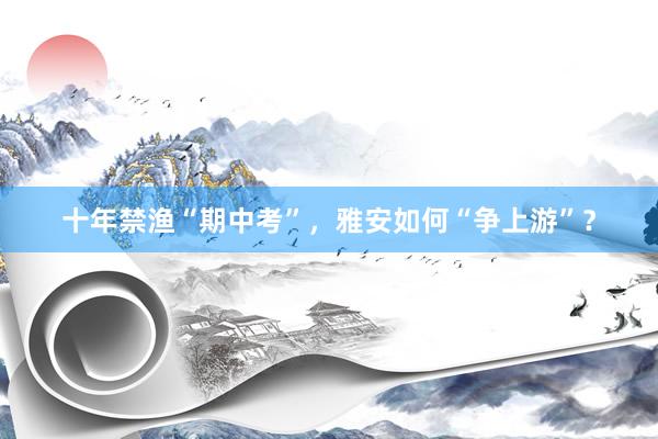 十年禁渔“期中考”，雅安如何“争上游”？